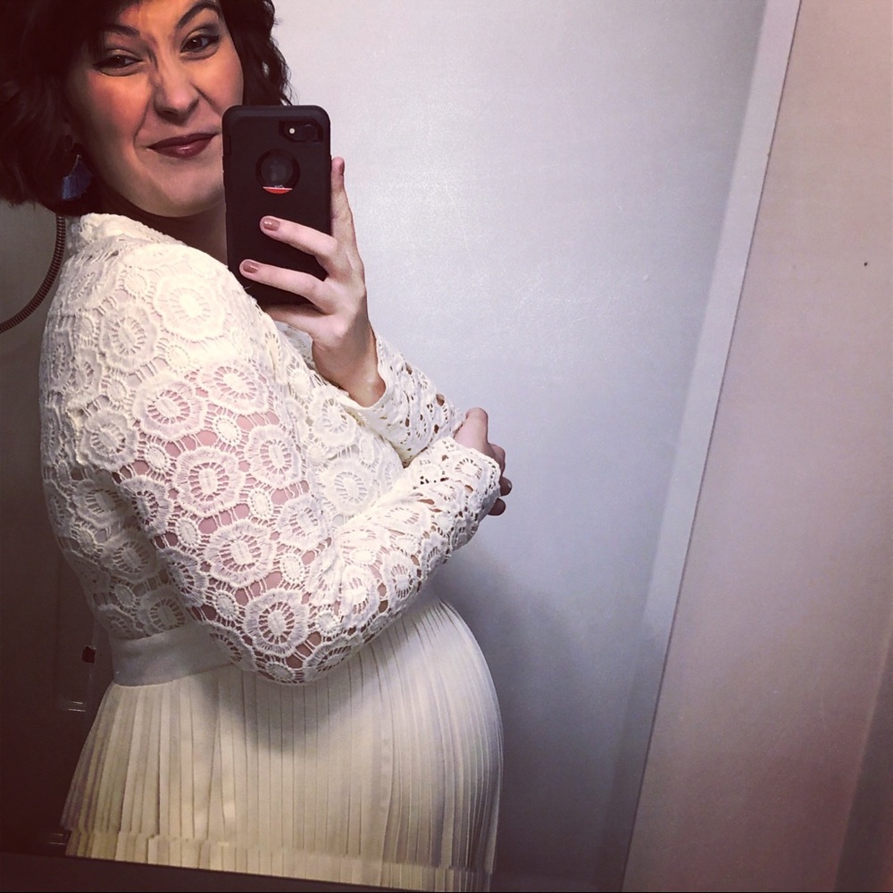 Wren and Ivory Cream lace maternity gown